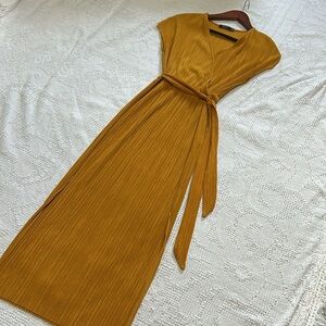 Bershka Mustard yellow Midi Dress faux wrap